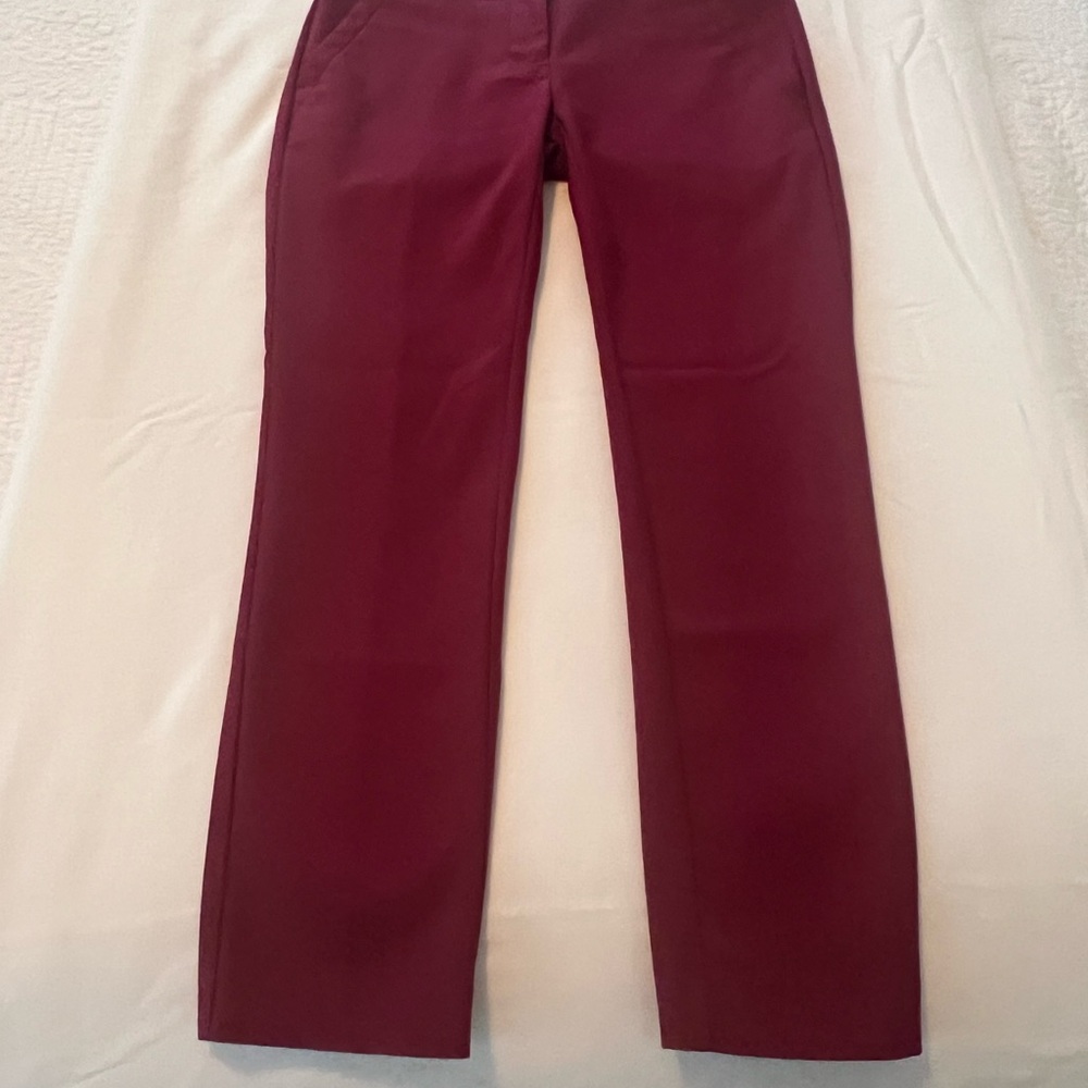LOFT Deep Burgundy Straight Leg Pants - Picture 2 of 3